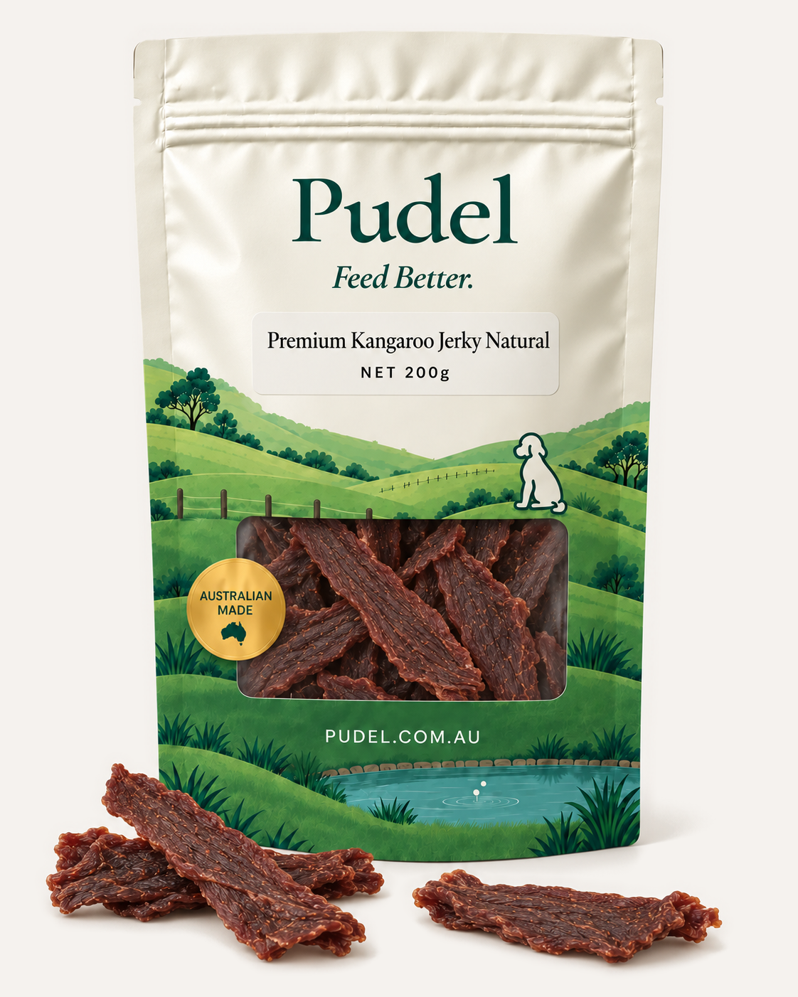 Pudel Kangaroo Jerky Natural NET 200g – front package