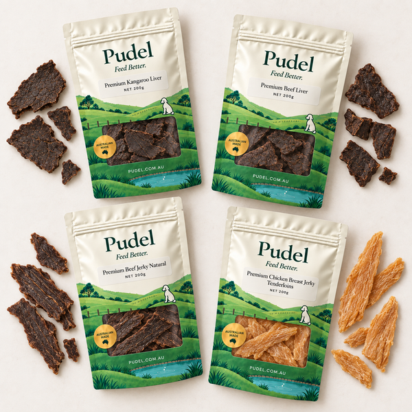 Starter Selection: 4 separate 200g Pudel treat bags